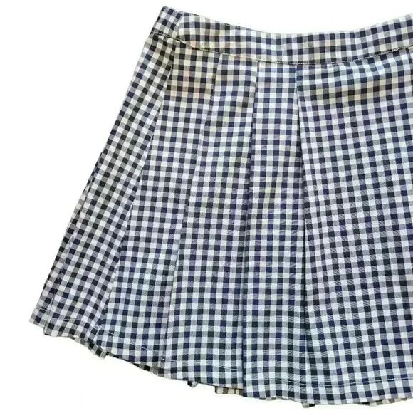 Georgia May Jagger Women's Navy & White Gingham Checked Cotton/Poly/Spandex Plea - Picture 4 of 12